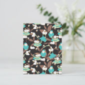 Rabbit Tea Party Pattern II Briefkaart (Staand voorkant)