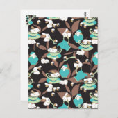 Rabbit Tea Party Pattern II Briefkaart (Voorkant / Achterkant)