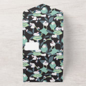 Rabbit Tea Party Pattern III All In One Uitnodiging (Buitenkant)