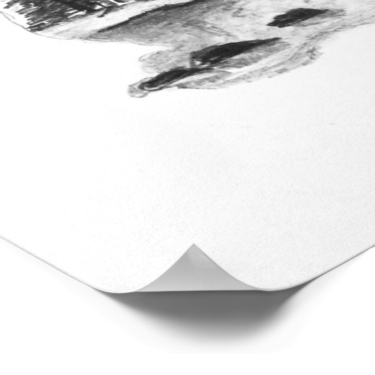 Rabbit tekenkunst print (Hoek)