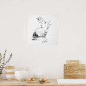 Rabbit tekenkunst print (Keuken)
