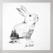 Rabbit tekenkunst print (Voorkant)