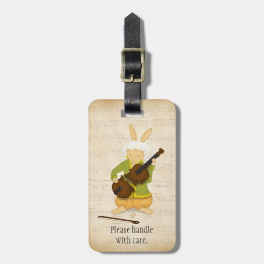 Rabbit Violinist Music Instrument Hoesje Name ID L Bagagelabel (Voorkant verticaal)