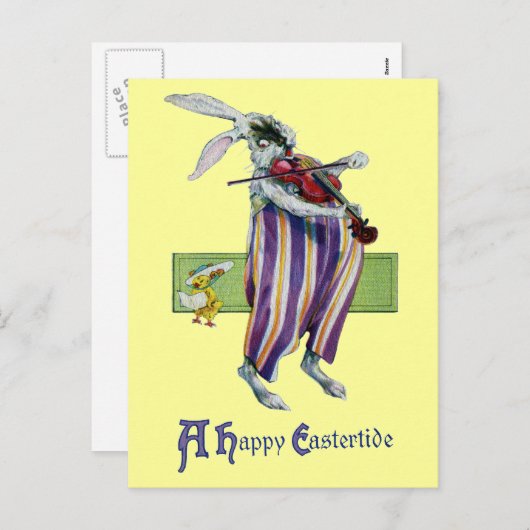 Rabbit Violist Easter Feestdagenkaart (Voorkant / Achterkant)