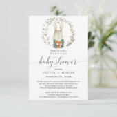  Rabbit Virtual Baby shower Invitation Boy Kaart (Staand voorkant)