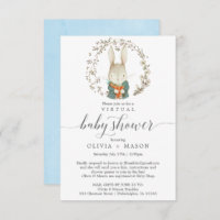  Rabbit Virtual Baby shower Invitation Boy