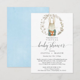  Rabbit Virtual Baby shower Invitation Boy Kaart