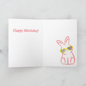 Rabbit w Zonnebril Happy Birthday Kaart (Binnen)