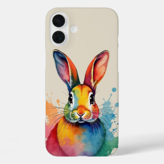 Rabbit Waterverf kunstwerk iPhone 16 Plus Hoesje