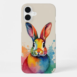 Rabbit Waterverf kunstwerk iPhone 16 Plus Hoesje