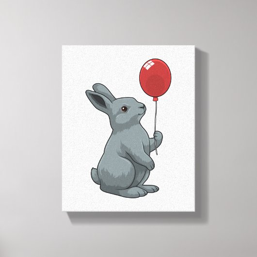 Rabbit with Balloon Canvas Afdruk (Voorkant)