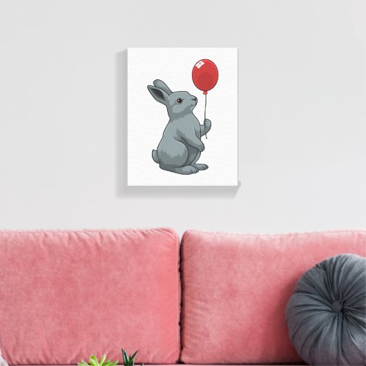 Rabbit with Balloon Canvas Afdruk (Insitu (Woonkamer))