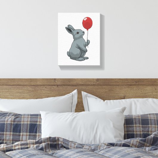 Rabbit with Balloon Canvas Afdruk (Insitu (Slaapkamer))