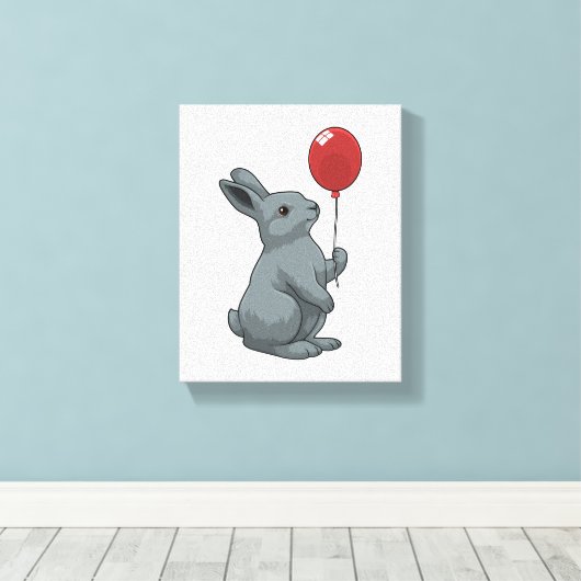 Rabbit with Balloon Canvas Afdruk (Insitu (Houten vloer))