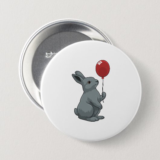Rabbit with Balloon Ronde Button 7,6 Cm (Voorkant /achterkant)