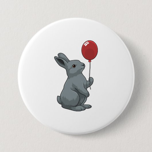 Rabbit with Balloon Ronde Button 7,6 Cm (Voorkant)