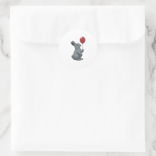 Rabbit with Balloon Ronde Sticker (Tas)