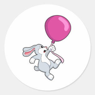 Rabbit with Balloon Ronde Sticker