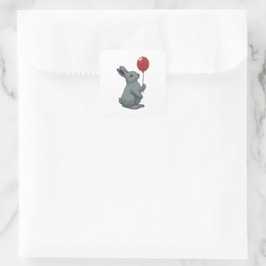 Rabbit with Balloon Vierkante Sticker (Tas)