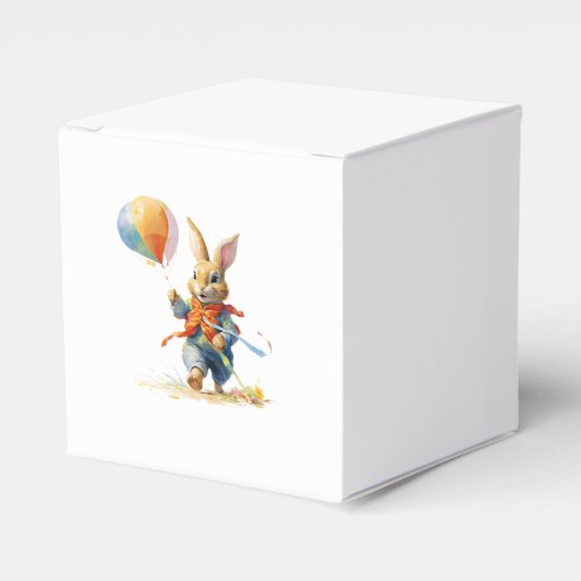  RABBIT WITH BALLOONS Throw Pillow Favor Boxes Bedankdoosjes (Voorkant Zijde)