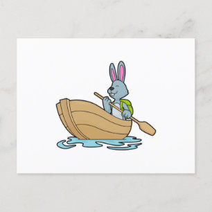 Rabbit with Boat & Paddle Briefkaart
