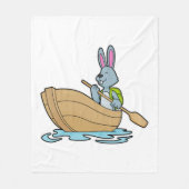 Rabbit with Boat & Paddle Fleece Deken (Voorkant)