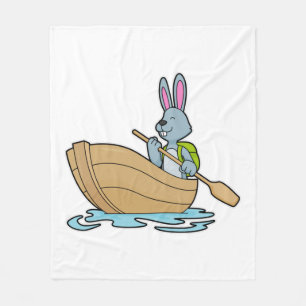 Rabbit with Boat & Paddle Fleece Deken