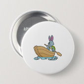 Rabbit with Boat & Paddle Ronde Button 7,6 Cm (Voorkant /achterkant)