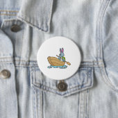 Rabbit with Boat & Paddle Ronde Button 7,6 Cm (In situ)
