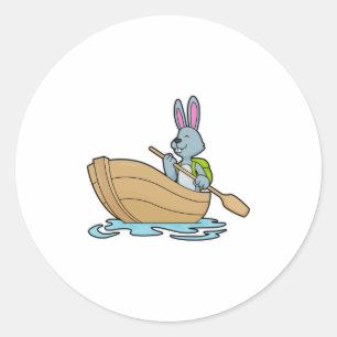 Rabbit with Boat & Paddle Ronde Sticker