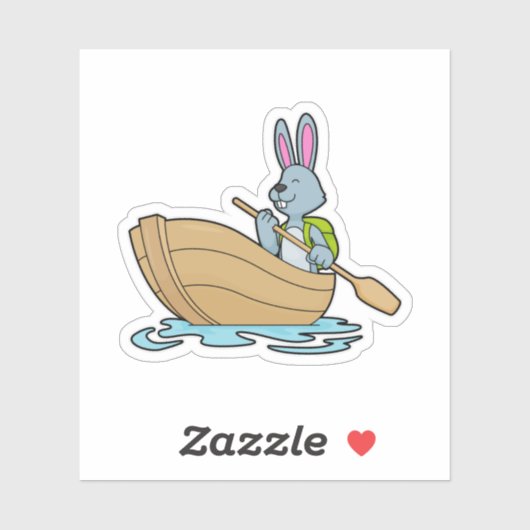 Rabbit with Boat & Paddle Sticker (Vel)