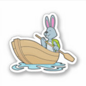 Rabbit with Boat & Paddle Sticker (Voorkant)