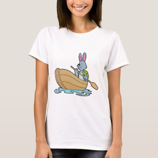 Rabbit with Boat & Paddle T-shirt (Voorkant)