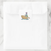 Rabbit with Boat & Paddle Vierkante Sticker (Tas)