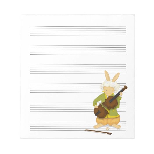 Rabbit With Broken Violin Music Manuscript Paper N Notitieblok (Voorkant)
