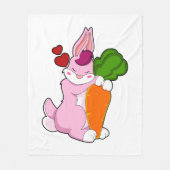 Rabbit with Carrot and Heart Fleece Deken (Voorkant)