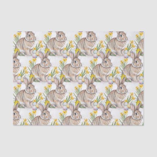 Rabbit with Daffodils  All-Over Print  Tissuepapier (Voorkant)