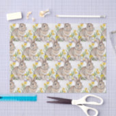 Rabbit with Daffodils All-Over Print Tissuepapier (Craft)