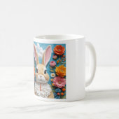 Rabbit with flowers art mug koffiemok (Voorkant rechts)