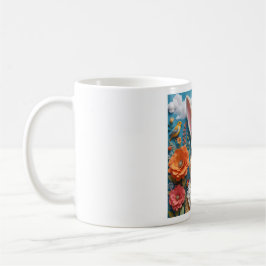 Rabbit with flowers art mug koffiemok