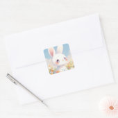 Rabbit with Galaxy Eyes in Colorful Wildflower Vierkante Sticker (Envelop)