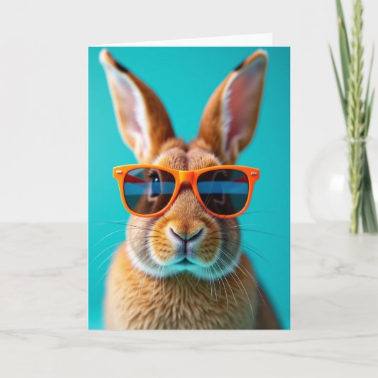 Rabbit With Orange Glasses Card Kaart (Voorkant)