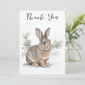 Rabbit with Pine  Wildlife Thank You Card Bedankkaart (Staand voorkant)