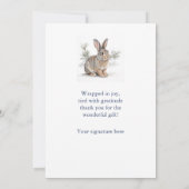 Rabbit with Pine  Wildlife Thank You Card Bedankkaart (Achterkant)