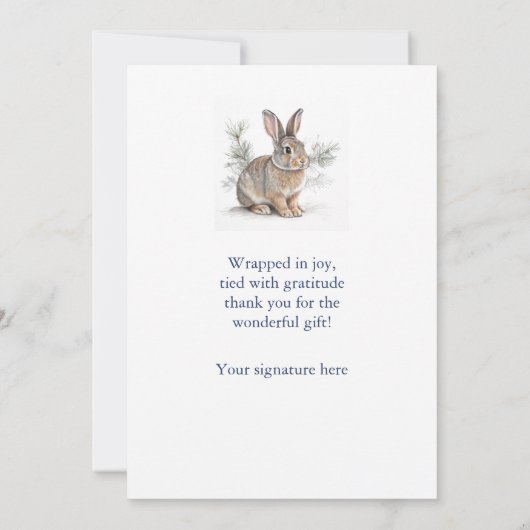 Rabbit with Pine  Wildlife Thank You Card Bedankkaart (Achterkant)