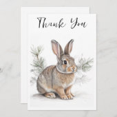 Rabbit with Pine  Wildlife Thank You Card Bedankkaart (Voorkant / Achterkant)