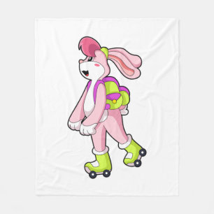 Rabbit with Roller skates Fleece Deken