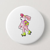 Rabbit with Roller skates Ronde Button 7,6 Cm (Voorkant)