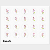 Rabbit with Roller skates Ronde Sticker (Vel)