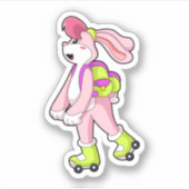 Rabbit with Roller skates Sticker (Voorkant)